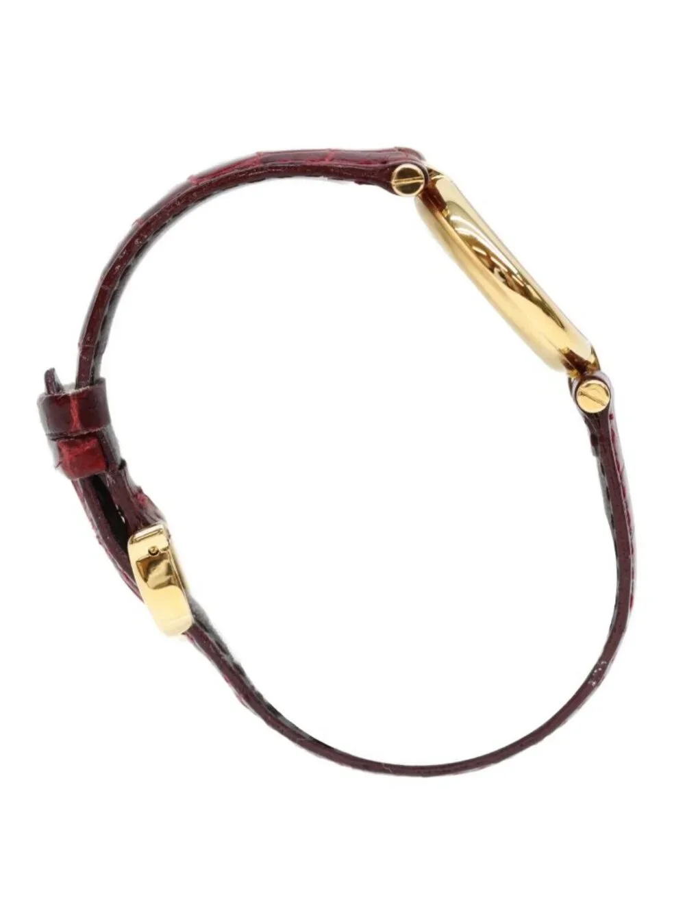 Cartier Must Vendome Vermeil SM Bordeaux Gold Roman Dial Red Leather